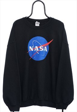 Retro Nasa Graphic Black Sweatshirt Womens