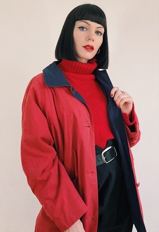 VINTAGE 90S RED MIDI COAT