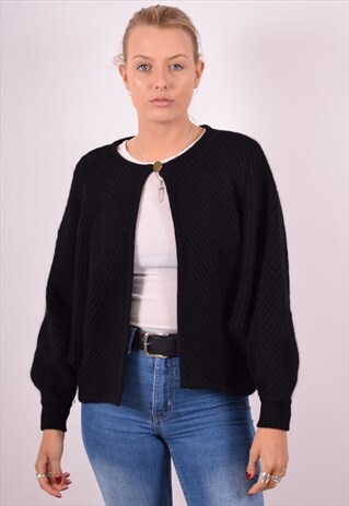 GIANFRANCO FERRE WOMENS VINTAGE CARDIGAN SWEATER XL BLACK 90
