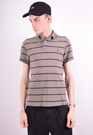 POLO RALPH LAUREN MENS VINTAGE POLO SHIRT MEDIUM BROWN 90'S