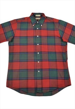 Vintage L.L Bean Shirt Short Sleeved Checked Red Medium