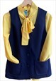 Blue polyester handmade 60s 70s waistcoat 