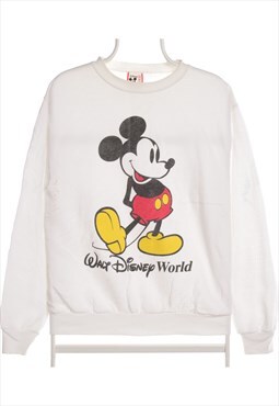 Disney 90's Crewneck Mickey  Mouse Sweatshirt Medium White