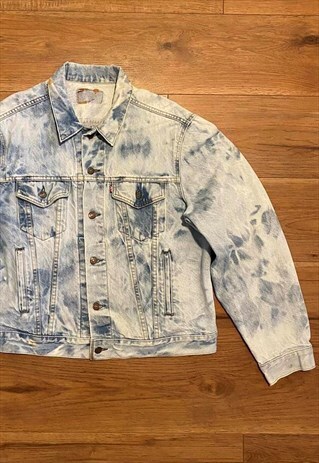 VINTAGE LEVIS BLEACHED DENIM JACKET MENS (MEDIUM)