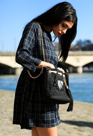 VEGAN SUEDE FRINGE BAG - BLACK