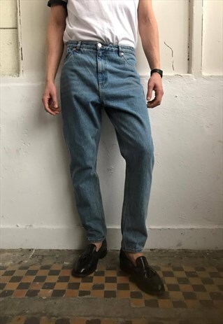 VINTAGE 90' OLDSCHOOL COOL UNISEX LIGHT BLUE DENIM TROUSERS