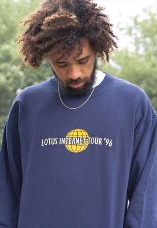 VINTAGE LOTUS INTERNET 1996 TOUR SWEATSHIRT IN NAVY & WHITE
