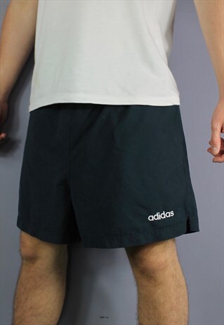 VINTAGE ADIDAS SHORTS IN BLUE/GREEN WITH POCKETS, EMBROIDERE