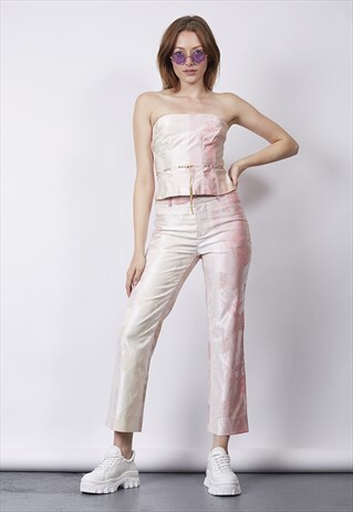 VINTAGE 90'S FESTIVAL FERRE BABY PINK BROCADE COORDINATE SET