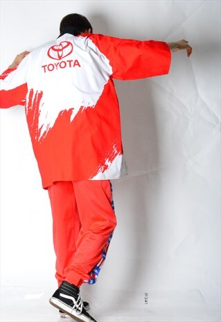 VINTAGE 90S RED WHITE FESTIVAL TOYOTA KIMONO JACKET