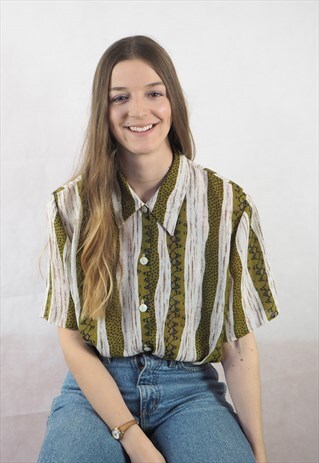 VINTAGE SAFARI STRIPE PRINT SHIRT