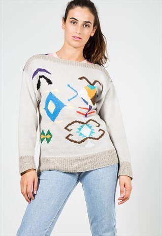 ON SALE VINTAGE 80S CLASSIC KNITWEAR JUMPER / S0128