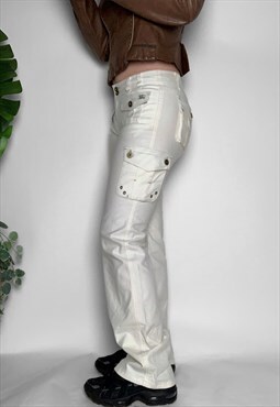 Burberry trousers white cargos vintage y2k linen wide leg 