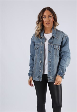 DENIM JACKET OVERSIZED FITTED GOOOD JEANS UK 14 (K95F)