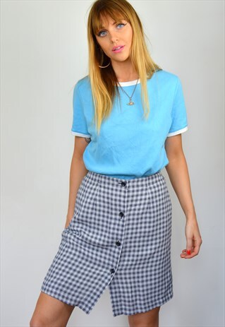 VINTAGE 90S AQUA BLUE & WHITE RALPH LAUREN T SHIRT