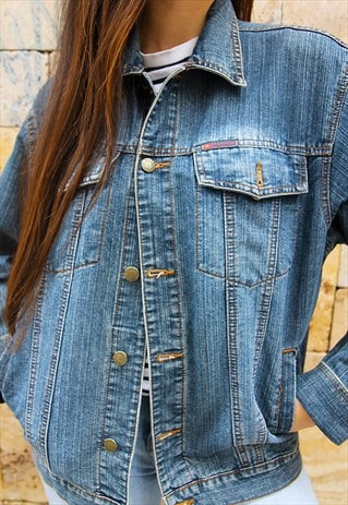 Vintage denim vest vest, coat loose casual blue black denim sleeveless coat