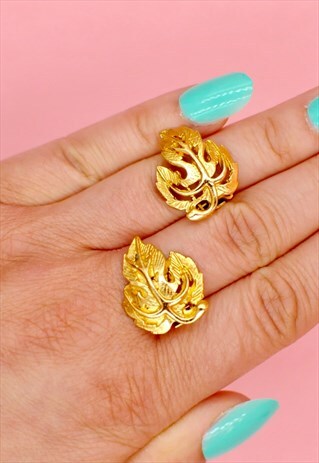 60S GOLD LEAF EARRINGS, PROM, BOHO, VINTAGE JEWELLERY