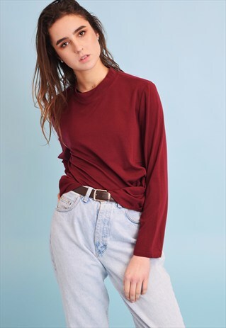 90'S RETRO MAROON TURTLENECK TOP JUMPER