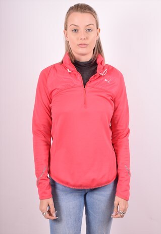 PUMA WOMENS VINTAGE HOODIE JUMPER MEDIUM PINK 90S