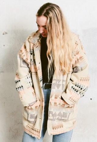 VINTAGE 80S AZTEC BLANKET COAT
