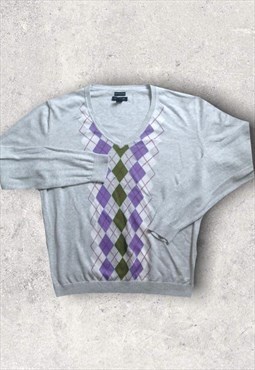 Vintage Tommy Hilfiger Argyle Pattern Vneck Sweatshirt 