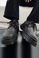 STUDDED SHOES GOING OUT METALLIC EMBELLISHED BROGUES BLACK