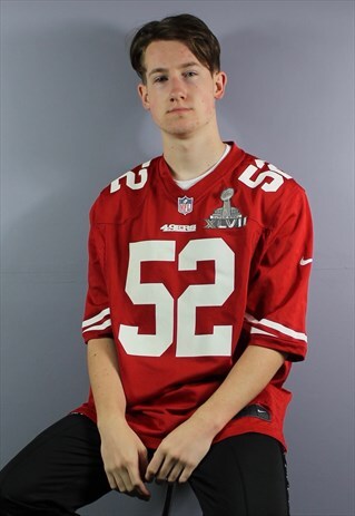 VINTAGE NIKE NFL 49ERS JERSEY IN RED WITH PRINTED LOGO. SIZE