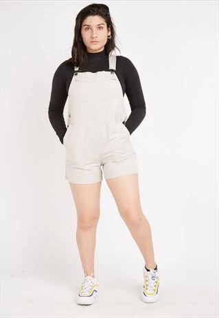 VINTAGE BEIGE XHILARATION SHORT DUNGAREES