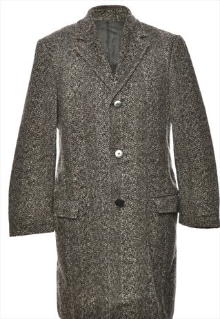 VINTAGE BEYOND RETRO SINGLE BREASTED BLACK WOOL COAT - L
