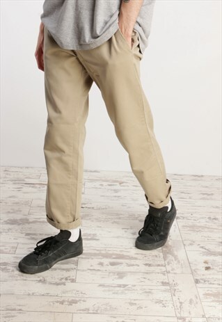 DICKIES SLIM TAPER TROUSERS KHAKI/CREAM X461