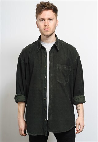 VINTAGE CORDUROY CORD SHIRT GREEN