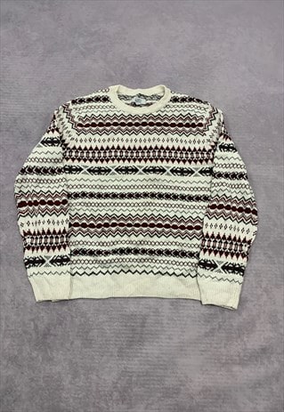 CROFT&BARROW KNITTED JUMPER ABSTRACT PATTERNED KNIT SWEATER