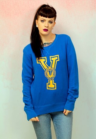 1990S VINTAGE BLUE AND YELLOW YALE UNIVERSITY SWEATER