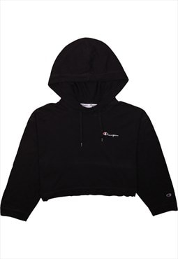 Vintage 90's Champion Hoodie Crop Pullover Black XSmall