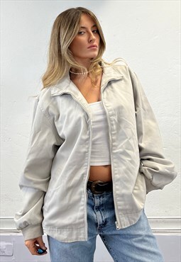 Vintage Neutral Minimal Zip Jacket