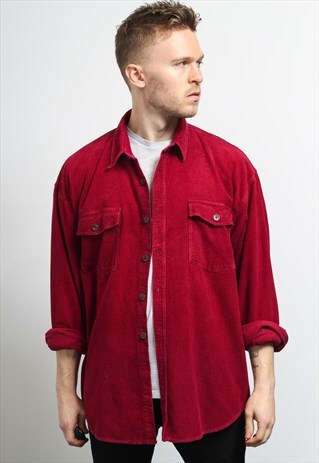 VINTAGE CORDUROY CORD SHIRT RED