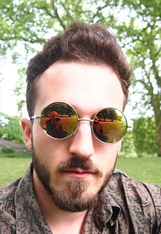 ORANGE REFLECTIVE ROUND SUNGLASSES