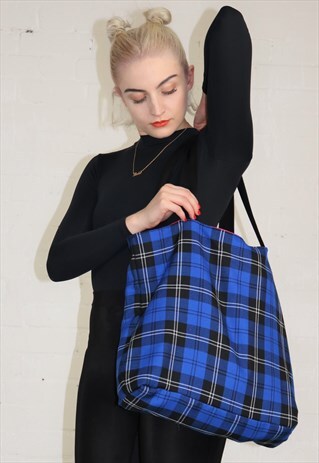 REVERSIBLE BAG IN TARTAN/PINK