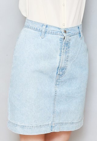 VINTAGE 1990'S LIGHT WASH MINI PENCIL SKIRT