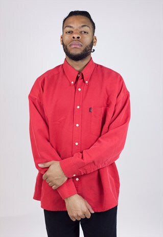 VINTAGE 90'S RED RIBBED SHIRT