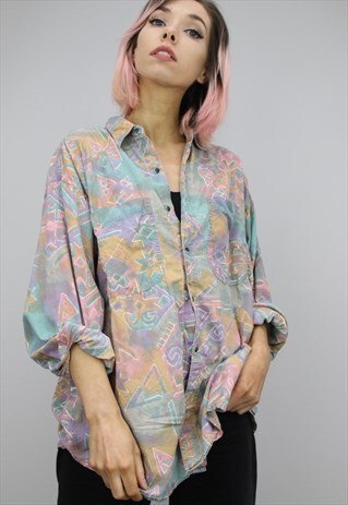 VINTAGE 80S/90S OVERSIZED PATTERNED SHIRT