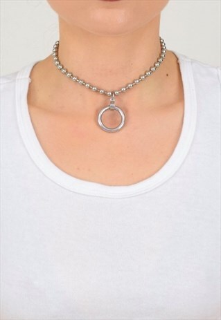 VINTAGE 90S INDUSTRIAL METAL BALL BEARING CHAIN CHOKER