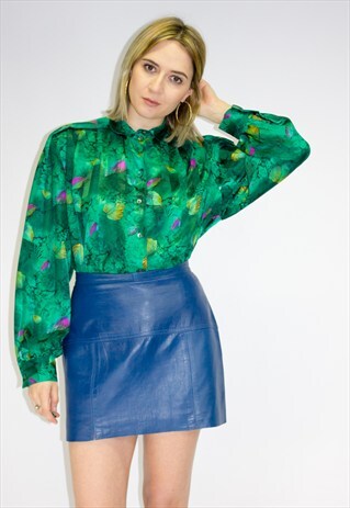 VINTAGE 80'S GREEN PUSSY BOW BLOUSE