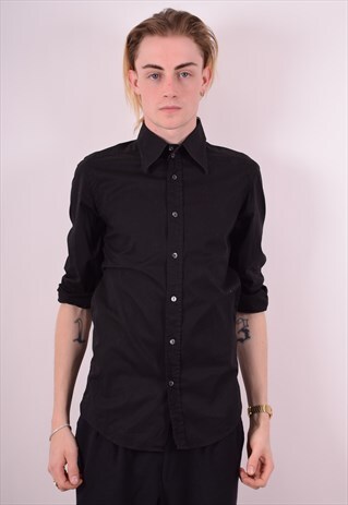 DOLCE & GABBANA MENS VINTAGE SHIRT MEDIUM BLACK 90S