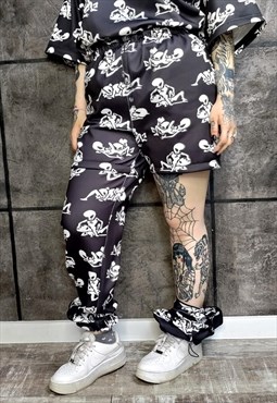 Alien jogger detachable handmade UFO shorts punk pants black