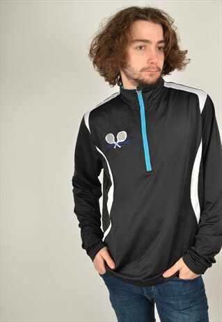 VINTAGE FILA 1/4 ZIP SWEATSHIRT IN BLACK