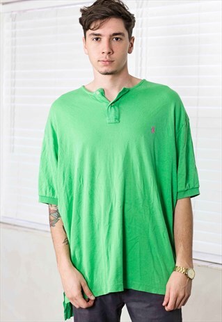 VINTAGE RALPH LAUREN HENLEY T-SHIRT LOGO 90S X 10.3