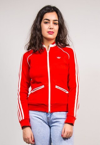 VINTAGE 90'S ADIDAS TREFOIL RED TRACKSUIT JACKET TOP