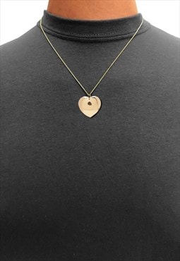 54 Floral Large Heart Pendant Necklace Chain - Gold