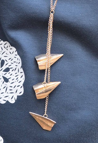 GOLD AIR PLANE PENDANT NECKLACE